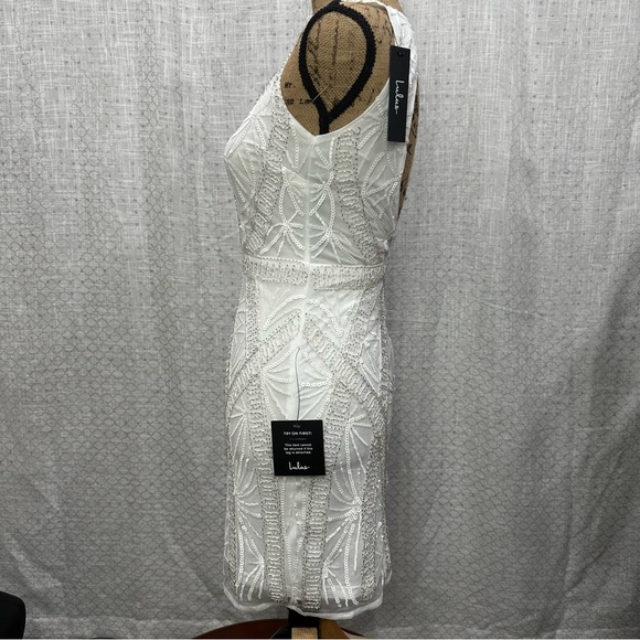 🔥NWT Lulu’s Glam Night Out White Sequin Bodycon Mini Dress SzXS - Picture 5 of 6